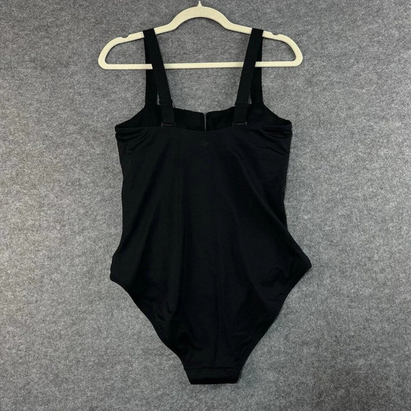 Athleta Square Neck V Cup One Piece Swimsuit Womens 36B/C Black Slimming - Picture 4 of 13